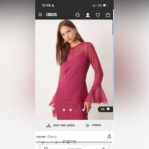 ASOS Cherry Long Sleeve Dress
